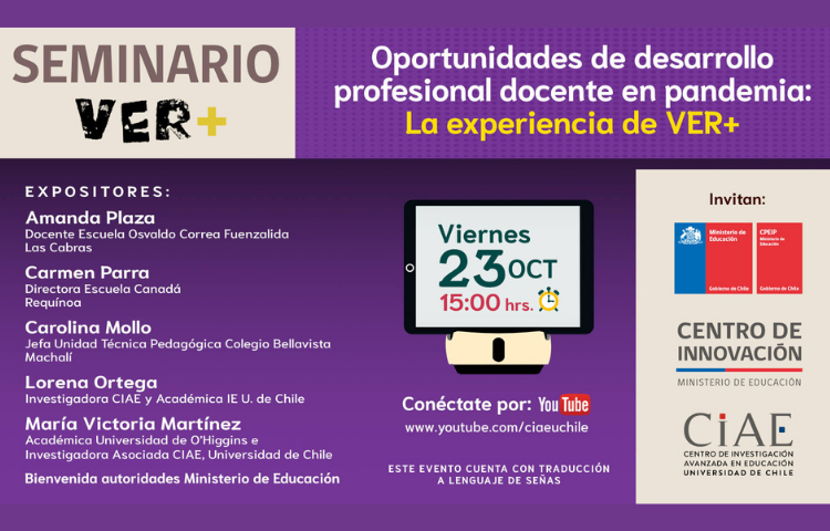 Webinar "Oportunidades de desarrollo profesional docente en pandemia: La experiencia de VER+"