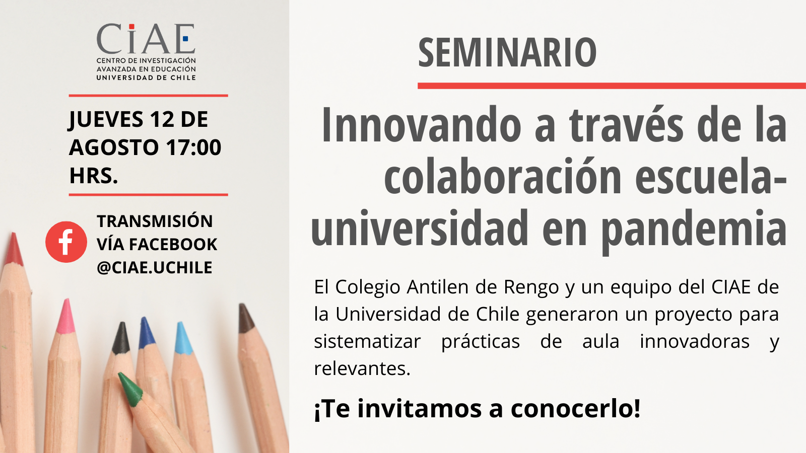 Seminario \"Innovando a través de la colaboración escuela-universidad en pandemia\"