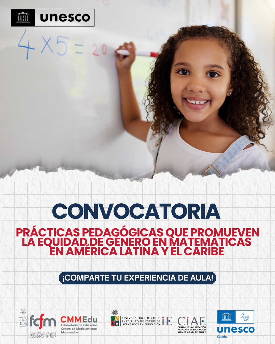 UNESCO, CIAE y CMM lanzan convocatoria para visibilizar prácticas docentes que promuevan la equidad de género en Matemáticas
