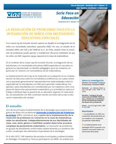 La resolución de problemas facilita la integración de niños con necesidades educativas especiales