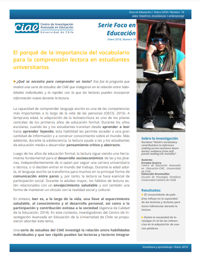 El porqué de la importancia del vocabulario para la comprensión lectora en estudiantes universitarios