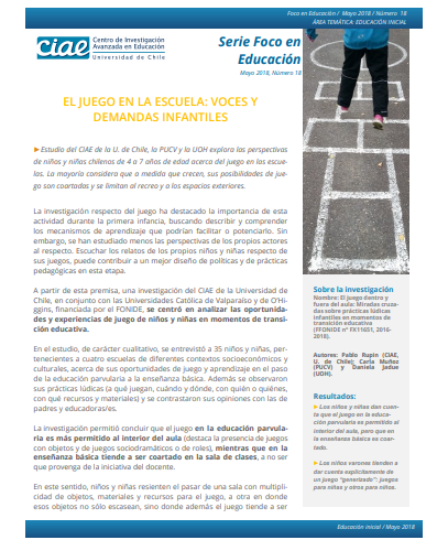 El juego en la escuela: Voces y demandas infantiles