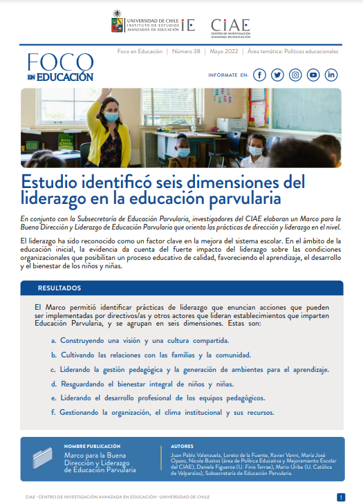 Foco en Educación n°38: Estudio identificó seis dimensiones del liderazgo en la educación parvularia