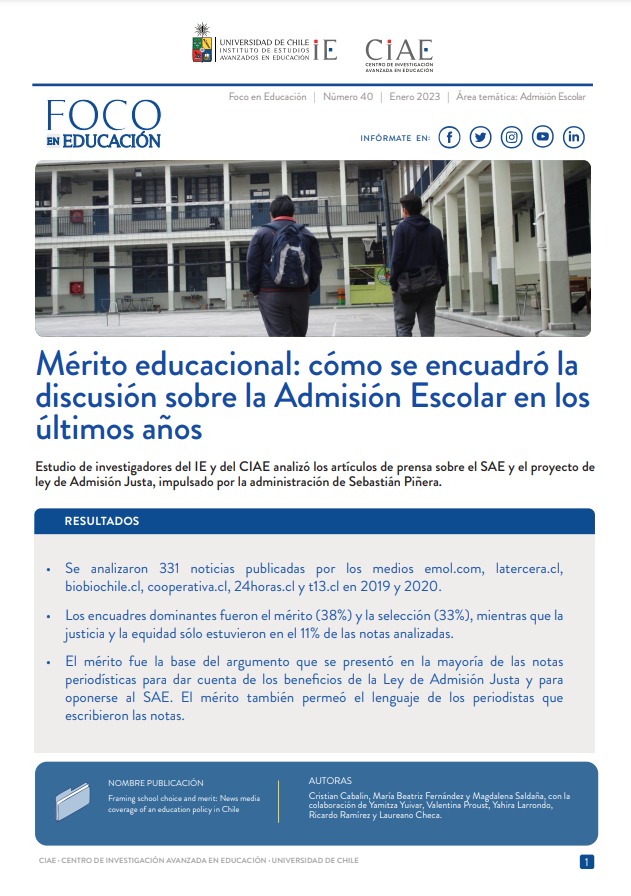 Nuevo Foco en Educación: Mérito educacional: cómo se encuadró la discusión sobre la Admisión Escolar en los últimos años