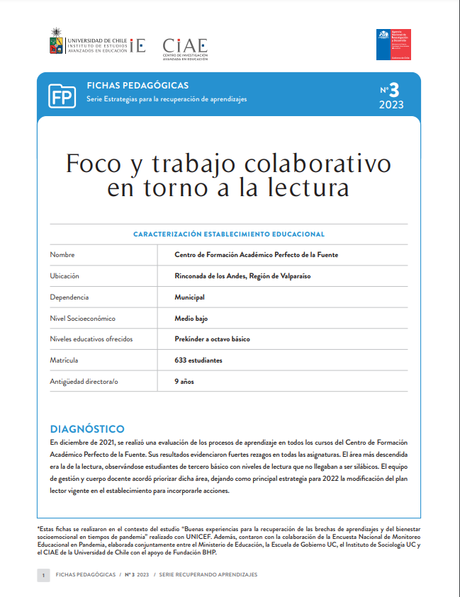 Centro de Formación Académico Perfecto de la Fuente: Foco y trabajo colaborativo en torno a la lectura