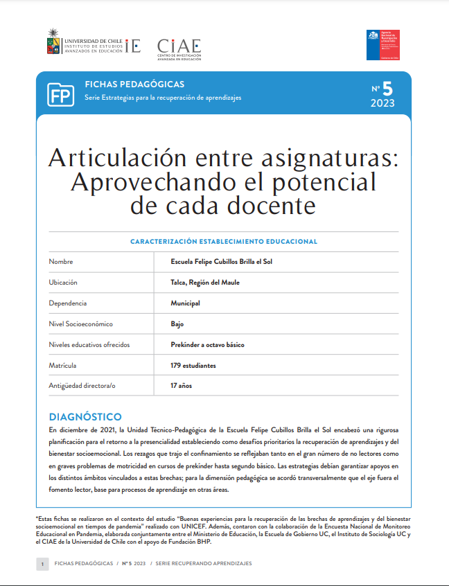 Serie Estrategias para la recuperación de aprendizajes: Escuela Felipe Cubillos Brilla el Sol