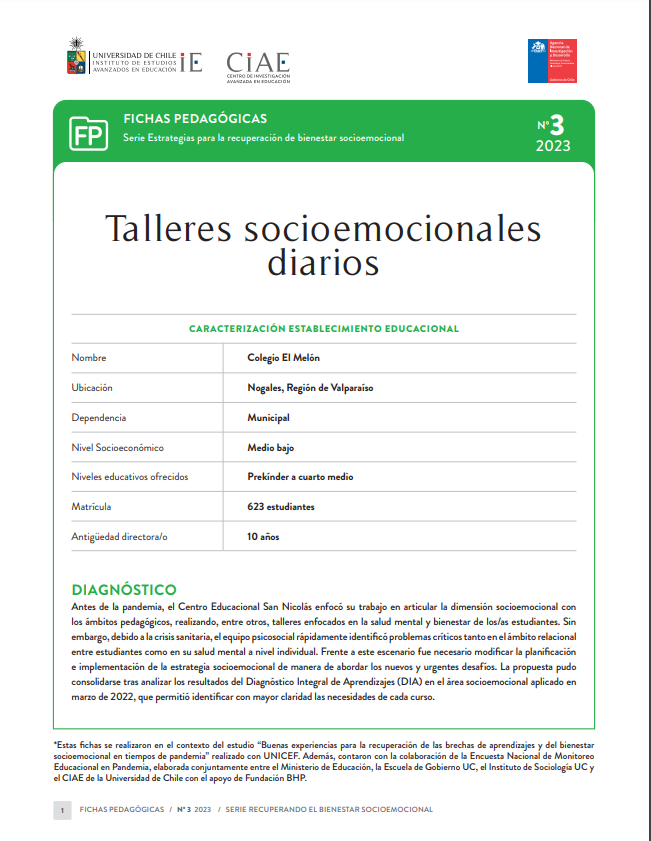 Serie Estrategias para la recuperación de bienestar socioemocional: Colegio El Melón