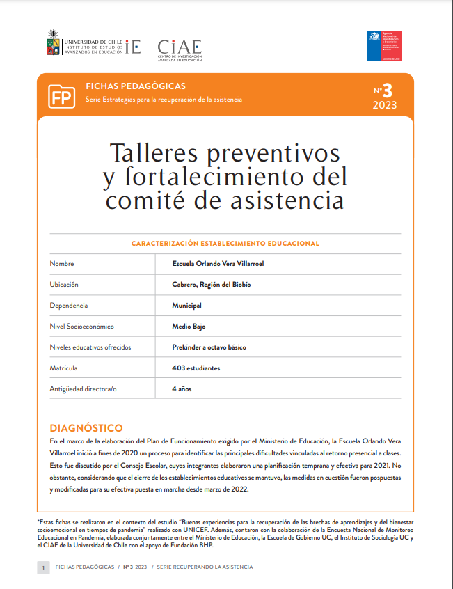 Serie Estrategias para la recuperación de Asistencia: Escuela Orlando Vera Villarroel