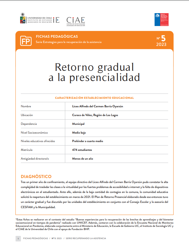 Serie Estrategias para la recuperación de Asistencia: Liceo Alfredo del Carmen Barría Oyarzún